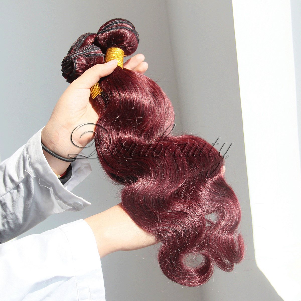 Brazilian Human Hair Burgundy Bundles with Lace Closure 4×4 Body Wave #99J Wine Red Free Part Pre Plucked Natural Hairline with Baby Hair 10+12 14 16 inch