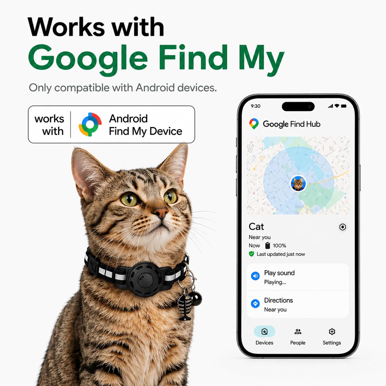 GPS Collar for Cats (Android Only) Smart tag,Pet Tracker,Waterproof Compatible with Google Find My,No Monthly Fee,Tracking Solution Smart Collar for Pet Safety,Small Large Cats (GPS Tracker for cat) - image 2