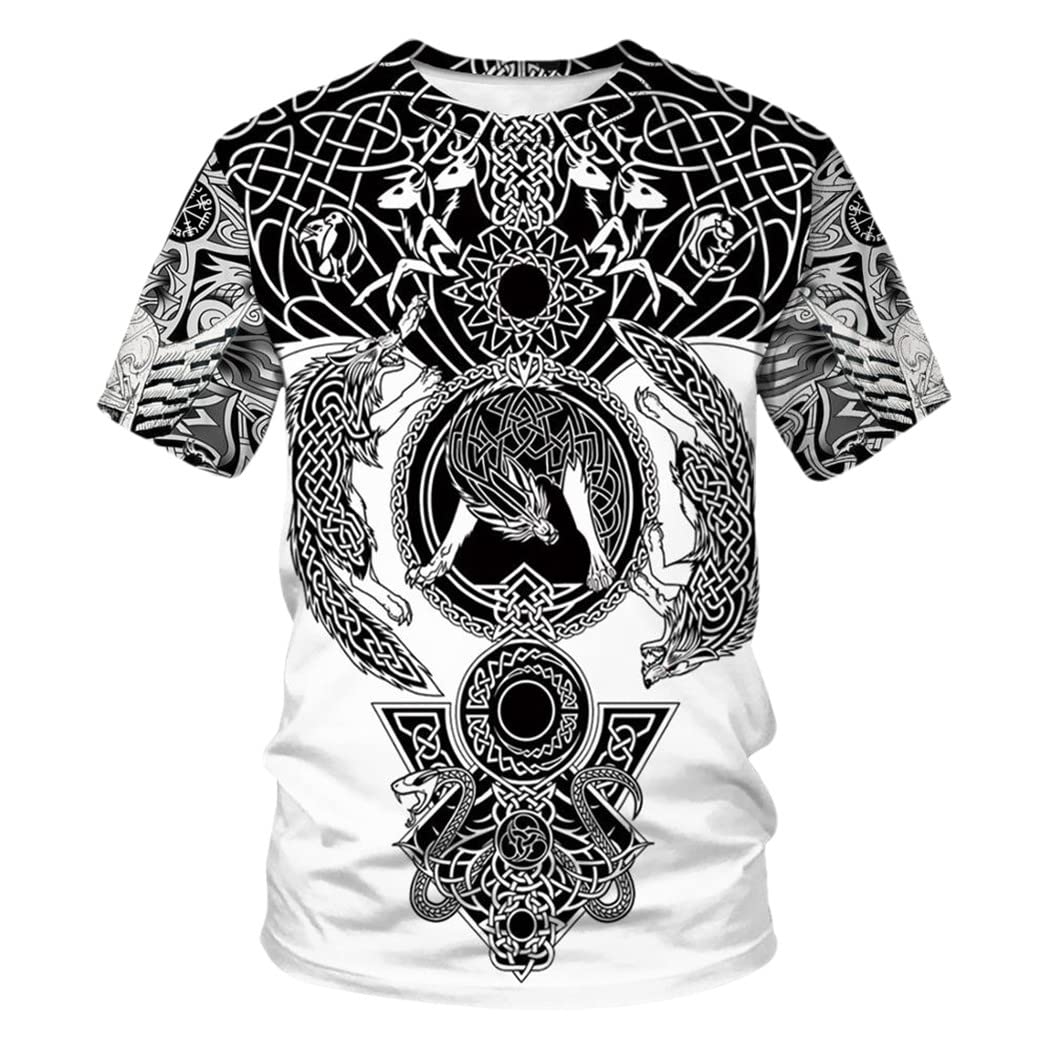 T-shirt viking Harajuku imprimé 3D ample modèle CBT-345 - 5