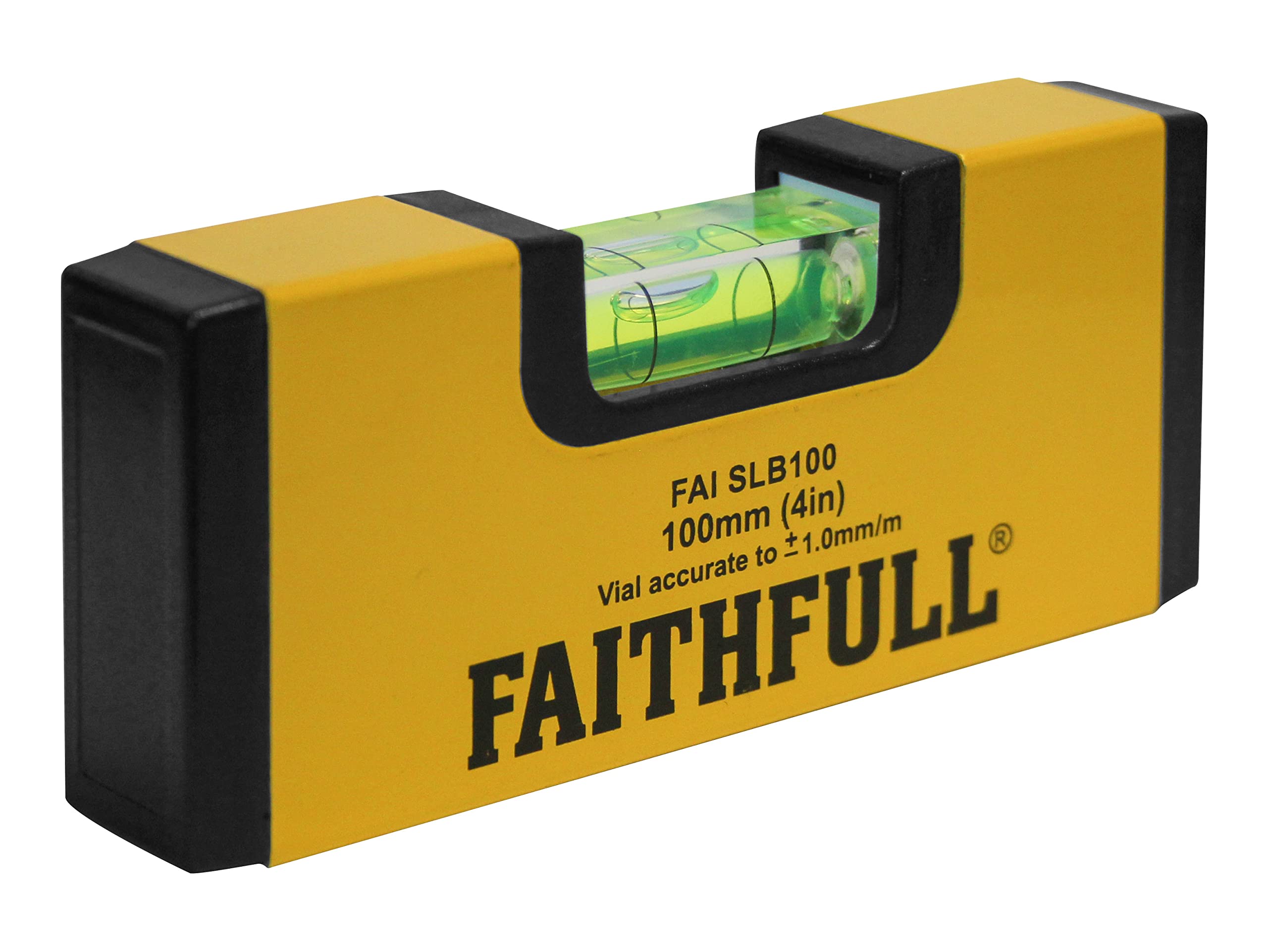 Faithfull FAISLB100 Pocket Magnetic Spirit Level 100mm (4in), Yellow