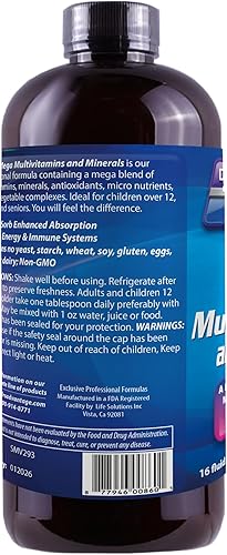 Miniatura 6 de Líquido Mega de suplementos multivitamínicos & Minerales 16oz. Salud y belleza