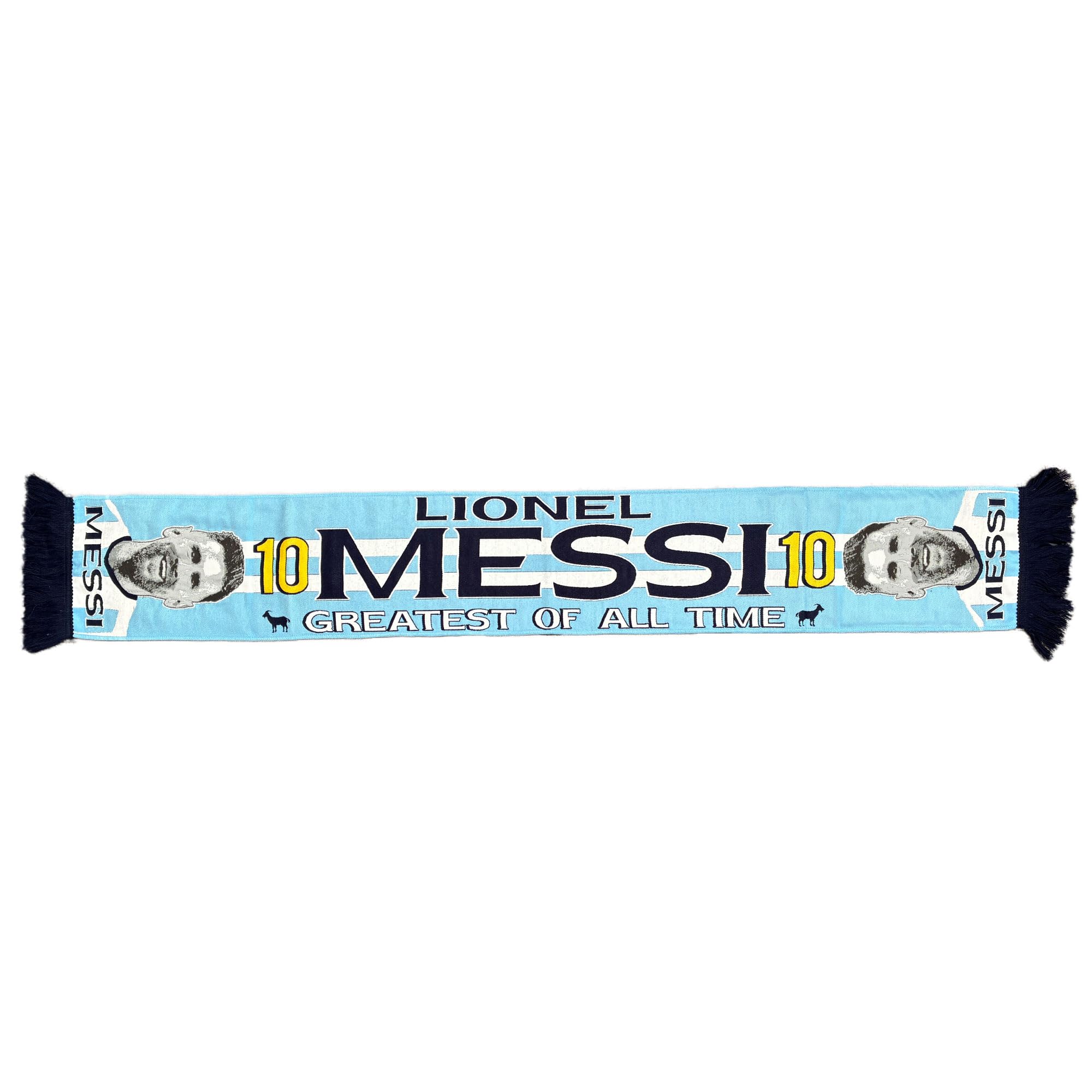 Beyond Happy Messi Greatest Of All Time HD Supporters Scarf 145cm x 17cm - Lionel Argentina Football Fan Scarf - High Definition Knitted Soccer GOAT Accessory