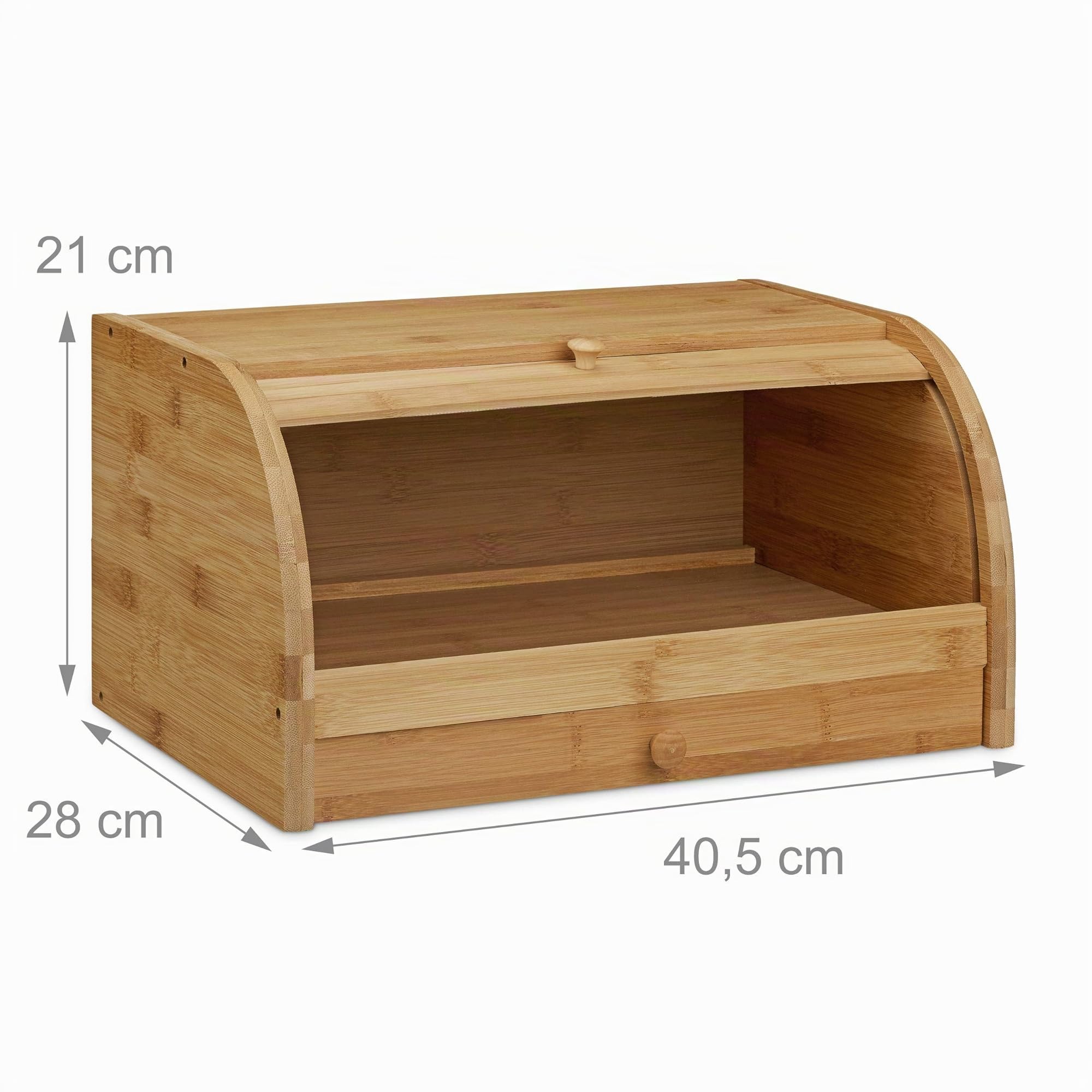 Relaxdays Boîte à pain tiroir couteau caisse à pain en bambou bois couvercle HxlxP: 21 x 40,5 x 28 cm, nature