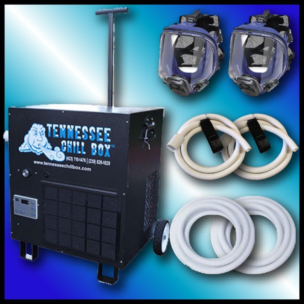 Tennessee Chill Box Air Conditioned Fresh Air System Double Worker 2 Full Face Masks & 200' Air Hose CB8000