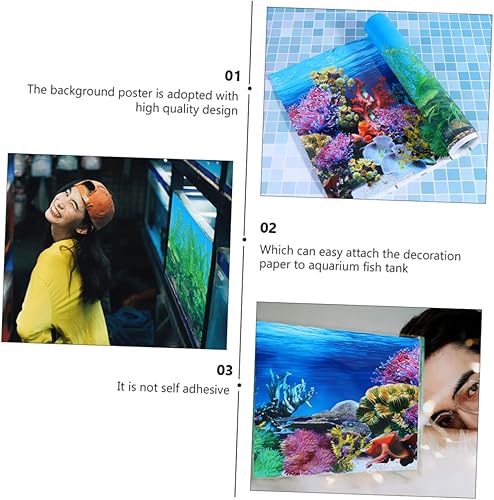 Miniatura 9 de minkissy 3 unids fondo de pecera de papel de pecera de fondo de pecera de pecera, papel tapiz acuario mariposas decorativas para pared 3D