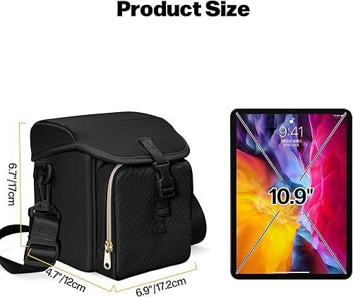 Miniatura 6 de Bolsa bandolera para cámara compatible con Polaroid Now 23 cámara instantánea, bolsa cruzada con correa ajustable, color negro