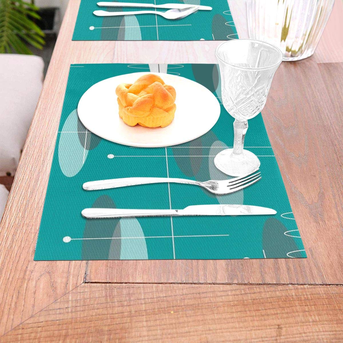 not Mid-Century Space Age Ovals Woven Placemat6 Piece Set of Placemats Pc Party Kitchen Dining Room Home Table Food Dinnerware Tableware Dishware Dishes Mat