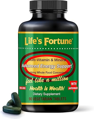Life's Fortune Multi-Vitaminas y Minerales Fuente de Energía Natural Suministrando Concentrados de Alimentos Integrales - 90 Tabletas