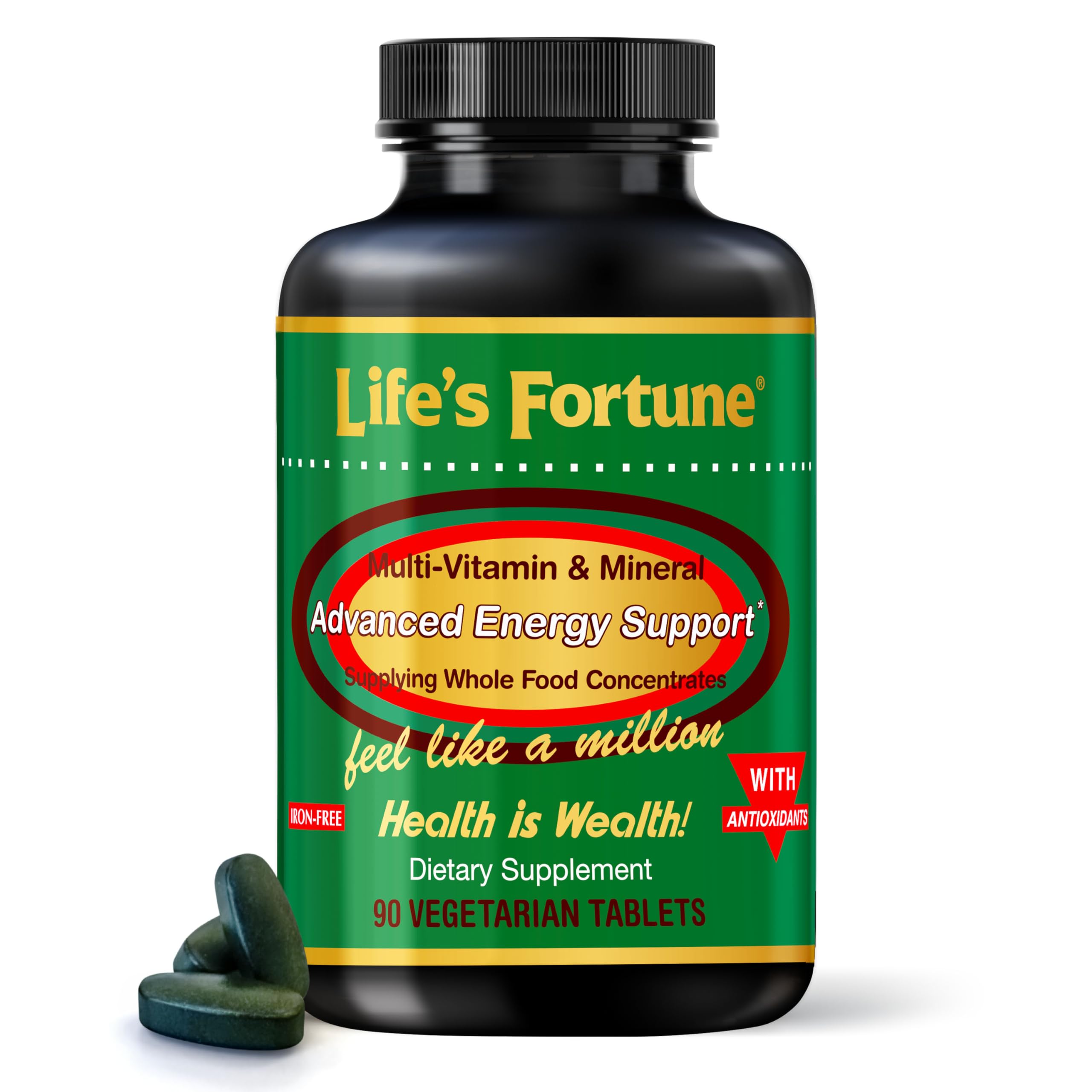 Life's Fortune Multivitamin All Natural Energy Source Supplying Whole Food Concentrates, Antioxidants, Amino Acids, Enzymes, Trace Minerals & More (90 Count (Pack of 1))