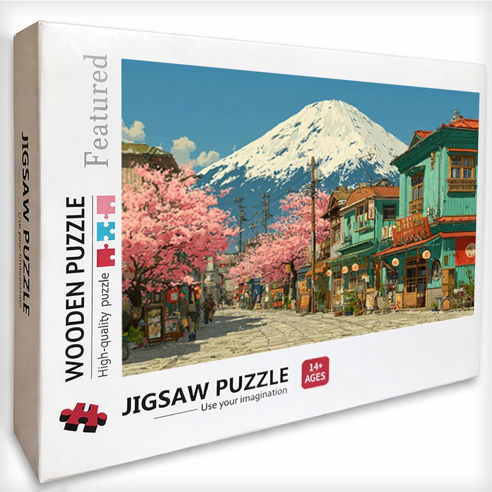 Mount Fuji Puzzle 2000 sztuk dla dorosłych, widok ulicy drewniane puzzle z pudełkiem 99 x 70 cm, pomysł na prezent dla mężczyzn i kobiet, zabawa dla dorosłych, do gier rodzinnych, gier wyzwań