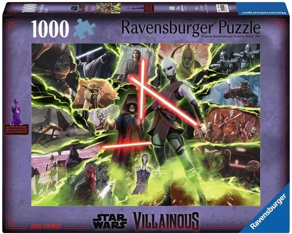 Ravensburger Star Wars Villainous: Asajj Ventress and Figurine 1000 Piece Jigsaw Puzzle for Adults - 12001122 - Handcrafted Tooling, Made in Germany, Every Piece Fits Together Perfectly