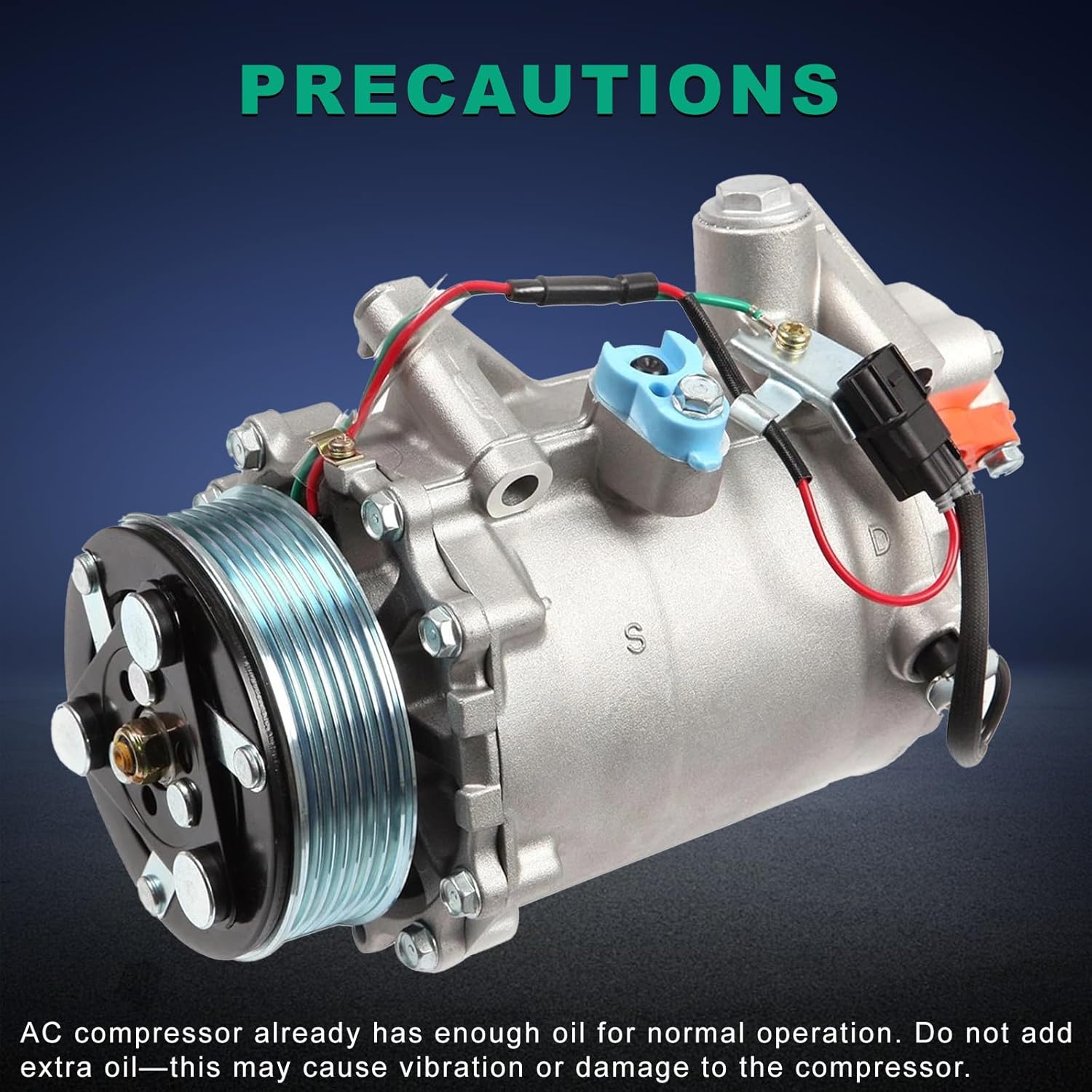 AC Compressor with Clutch Compatible with Honda CR-V 2007-2011 & Acura RDX 2007-2012, L4 2.3L/2.4L, 98580 Air Conditioning Compressor with Pre-Filled Oil