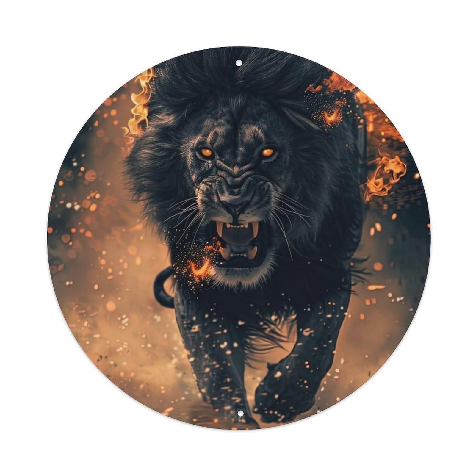 Animal Artwork Angry Black Lion Metal Tin Sign