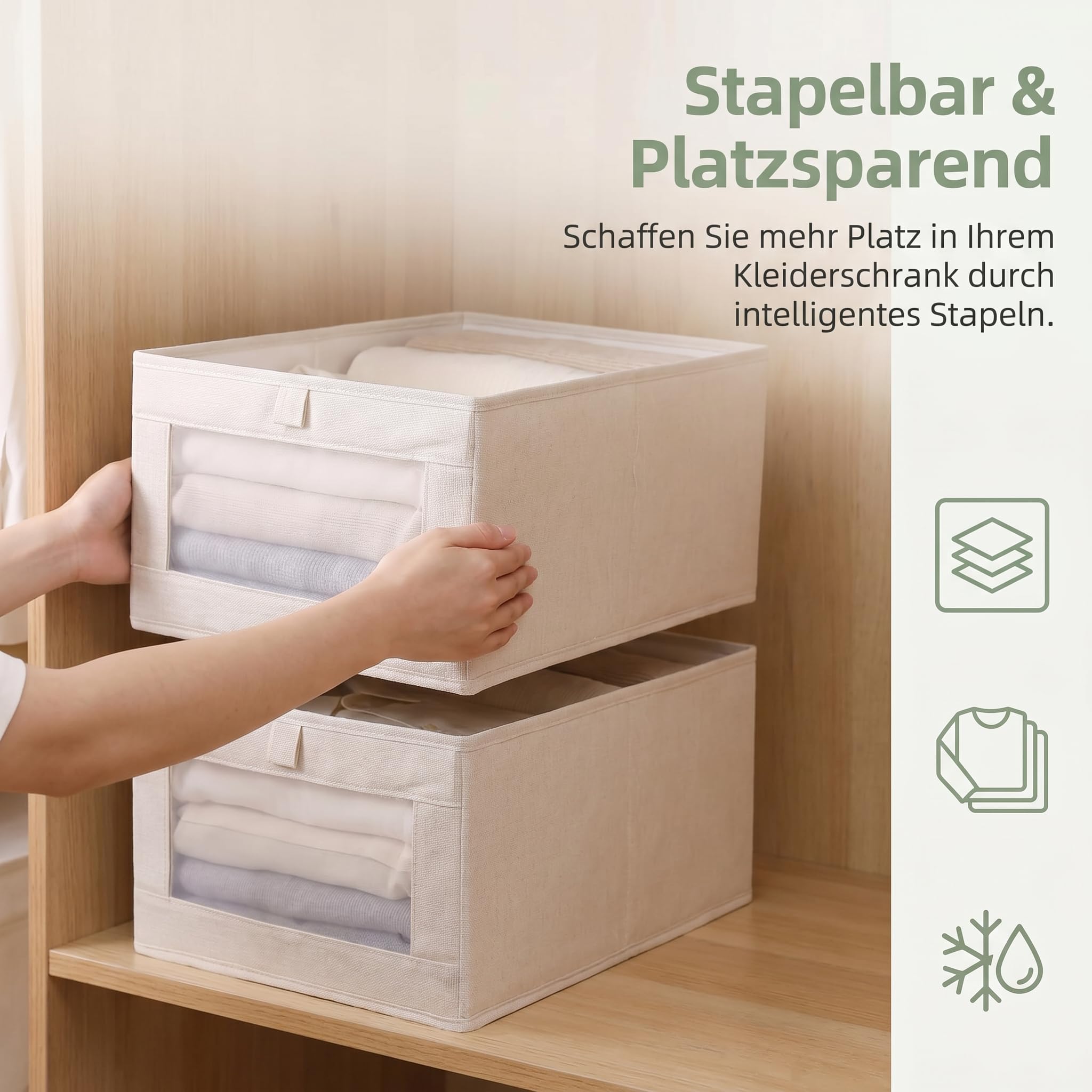 YDAKGUEY Kleiderschrank Organizer, 3 Stück Organizer Kleiderschrank mit Transparentem Sichtfenster, Faltbare Aufbewahrungsbox für Aufbewahrung Kleidung Hemden Hosen Unterwäsche(41 x 28 x 17 cm, Weiß) Küche, Haushalt & Wohnen