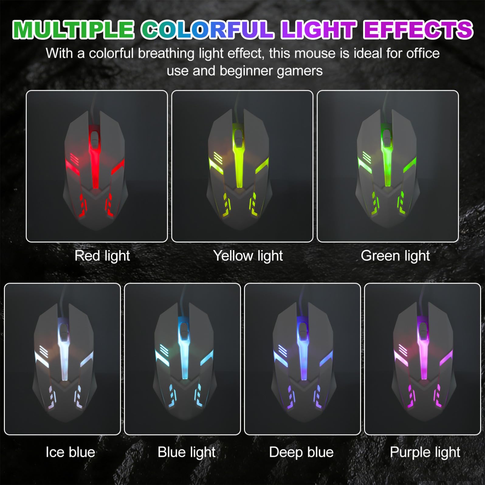 Gaming Keyboard Cablata Retroilluminazione LED Colorata, Design Ergonomico in Abs, 104 Tasti Forte Rimbalzo, Set Tastiera e Mouse Nero per Computer da Gioco