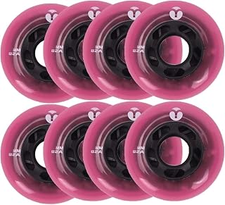 Roller Skate Wheels Inline Skate Wheels 64mm/68mm/70mm 82A PU Wheels Indoor Outdoor Speed Skating Shoes Replacement Wheel Beginner Skate Replacement Wheel for Kids 8 Pcs ( Color : Pink , Size : 68mm )