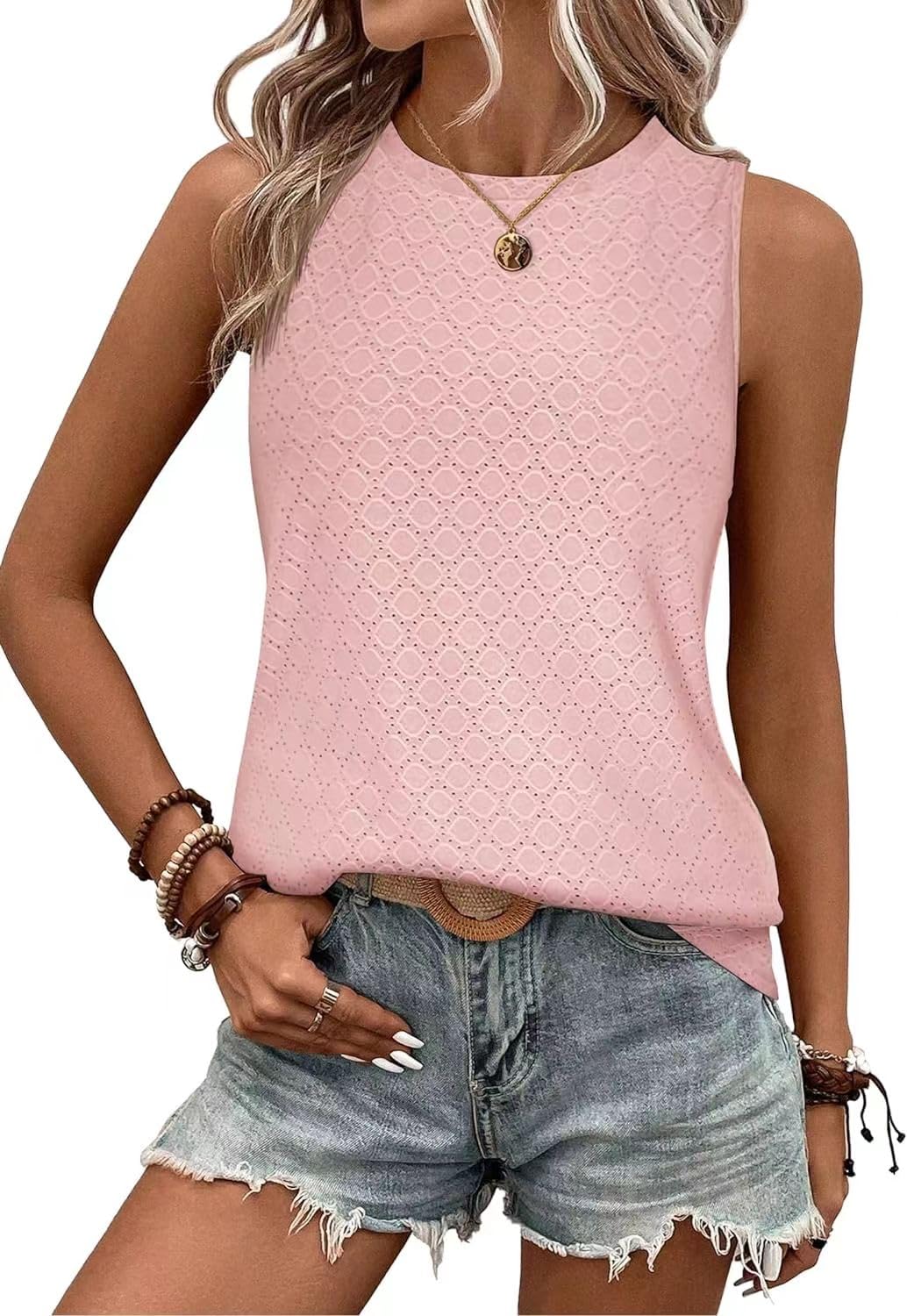 EIRUKON Camisetas sin Mangas Tirantes para Mujer Top de Cuello Redondo Elegante Impresión Tank Transpirable Verano Camiseta
