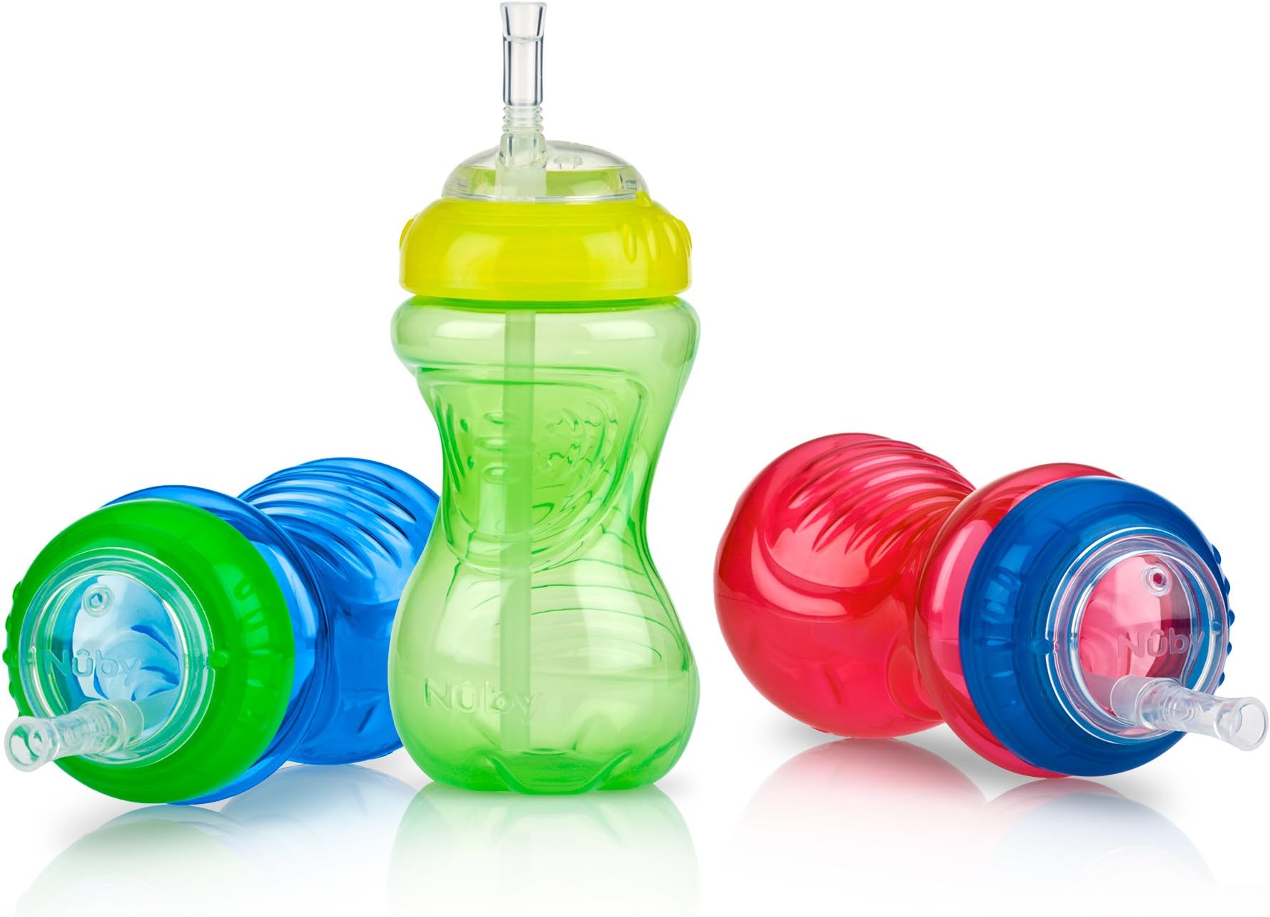 No-Spill Sippy Cup with Flex Straw for Boys - (3-Pack) 10-Ounce Bottles - Training Sippy Cups for Toddlers 12+ Months