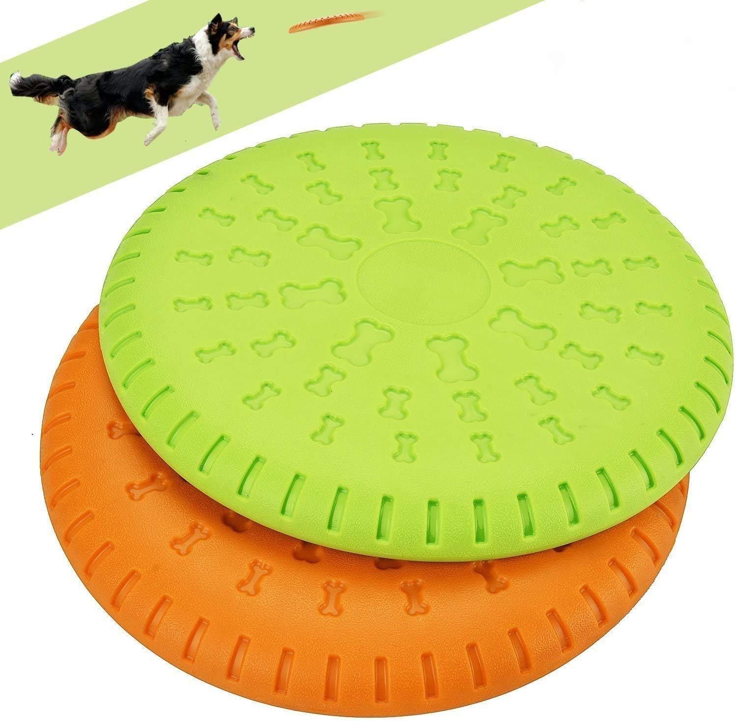 Dog Frisbee, Legendog 2 Pack Rubber Flyer Dog Flying Disc Dog Toys, 9 Inch Large
