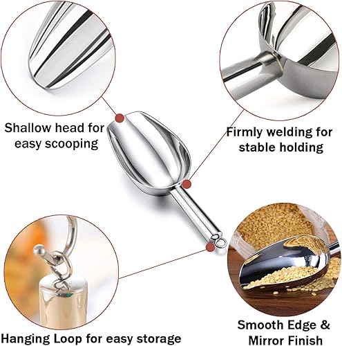 Miniatura 3 de TeamFar Cuchara de hielo de 5 onzas, recipiente de acero inoxidable para dispensador de cocina, tarros de bufé, saludable y resistente, multiusos y