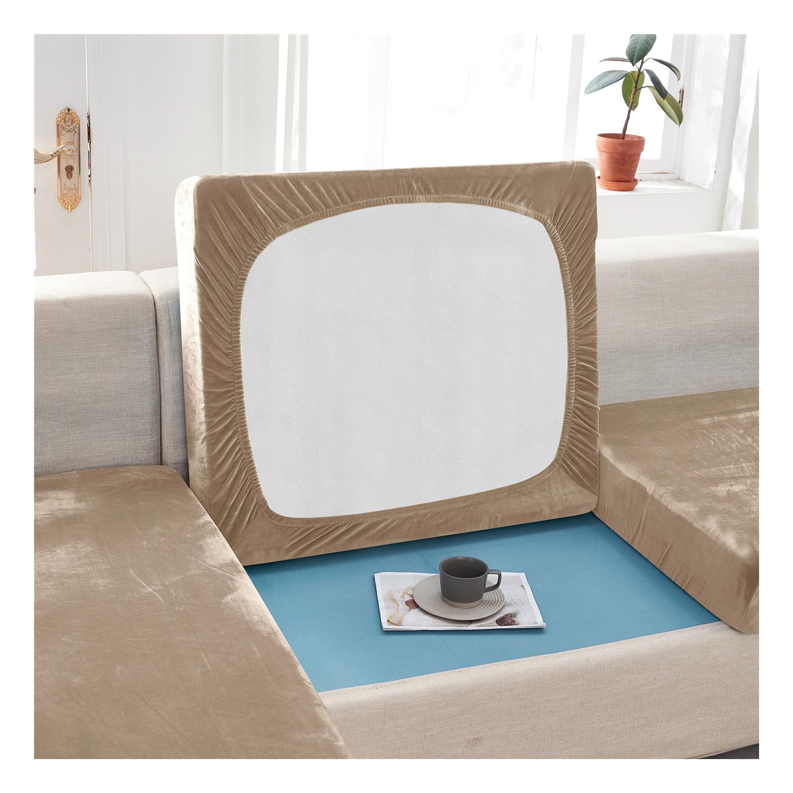 Housses de coussin de canapé en velours camel pour protéger votre salon 1 place