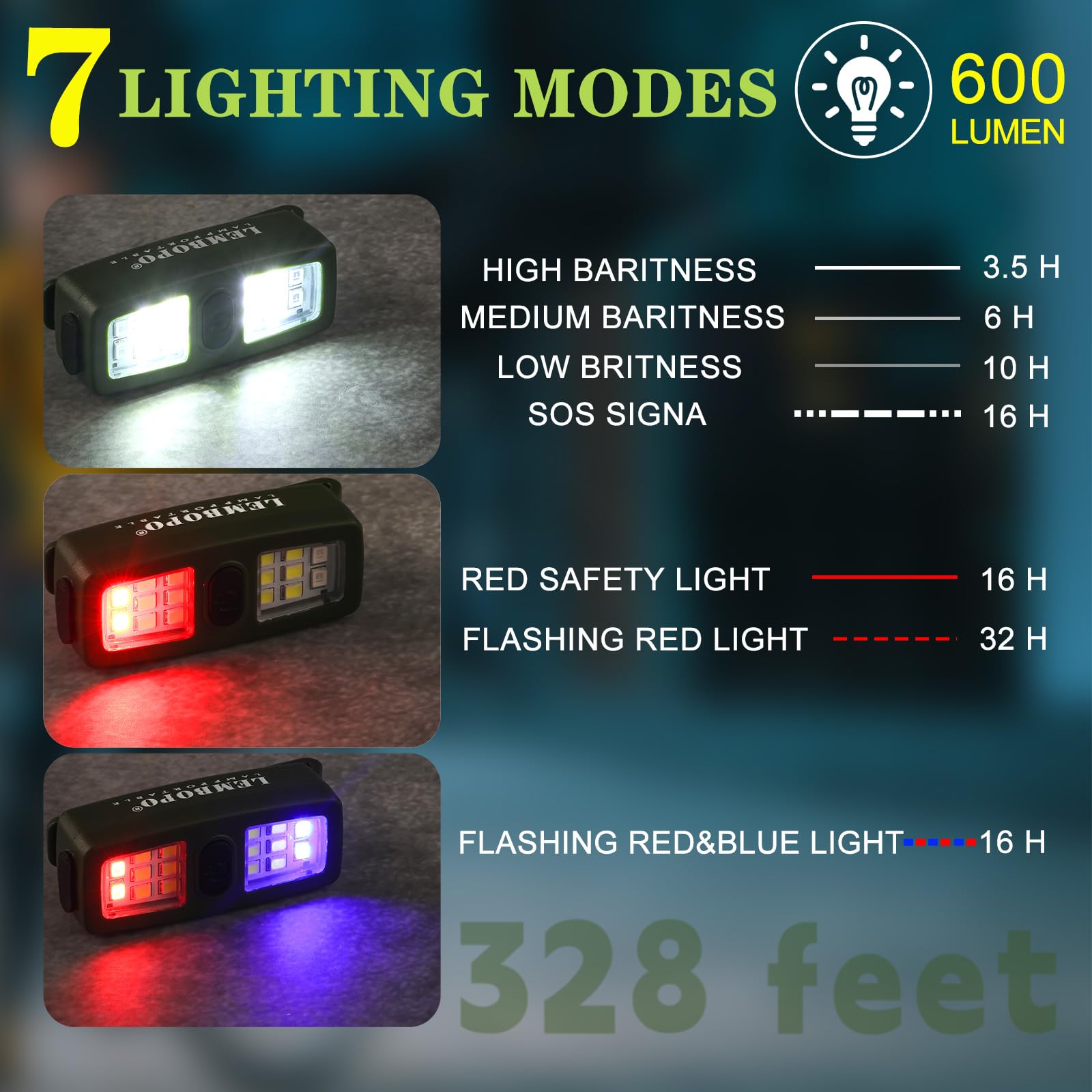 Pequeña linterna EDC recargable, luces de correr con clip, regalo para corredores, luces de seguridad para bicicleta para pasear perros por la noche, accesorios de correr manos libres para