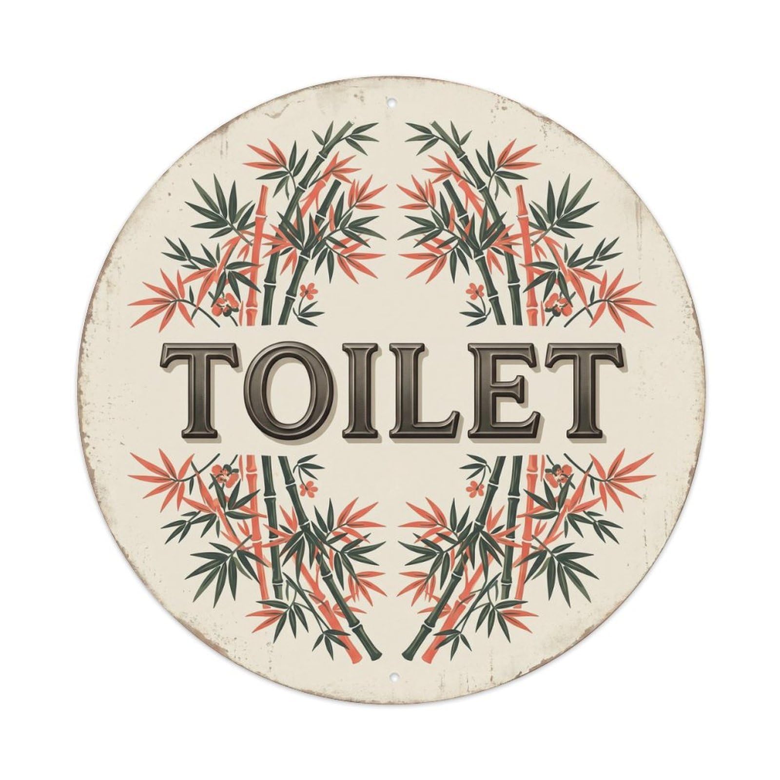 Okahys 8X8inch(20X20cm) Toilet(Wc) Signage Bamboo Vintage Metal Tin Sign