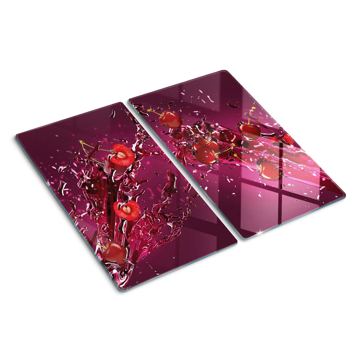 Planche en verre 30x52 cm protège-plaque induction motif roses