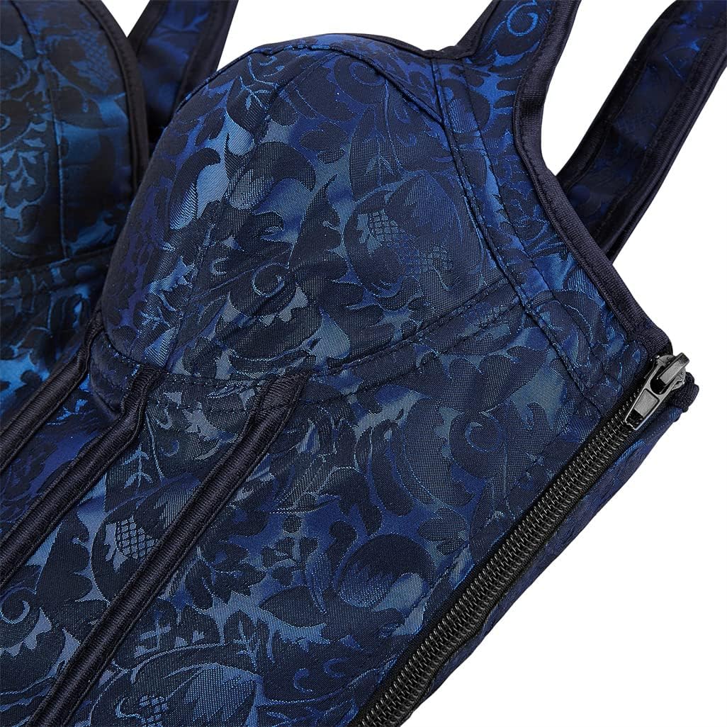 Grebrafan Straps Jacquard Weave Halter Corset Gothic Punk Bustier Shapewear - Image 5