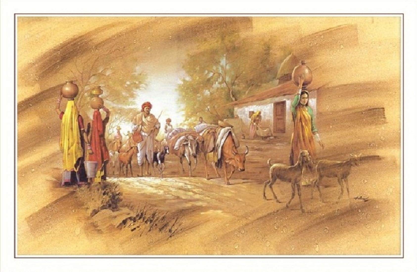 Poster Indian Village 2,50 m x 1,5 m grand format papier fin