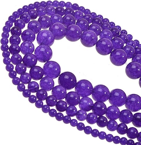 Tashidelek - Cuentas de piedra de calcedonia de color natural, cuentas sueltas, para hacer joyas, pulseras, collares, 0.236 in, color morado