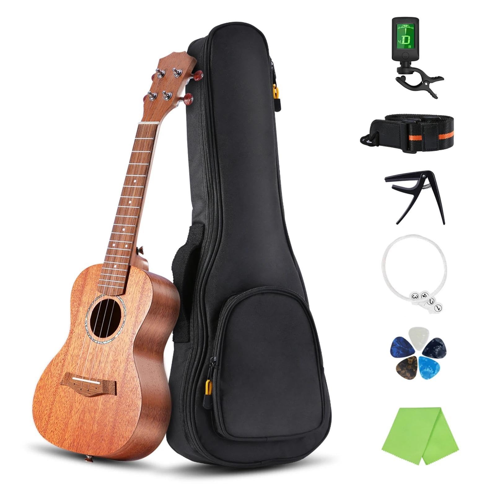 23-Zoll-Akustik-Konzert-Ukulele-Set, Mahagoni-Sperrholz-Ukelele Mit Tasche, Ukulele-Gurt, Ersatzsaiten Ukulele für Anfänger
