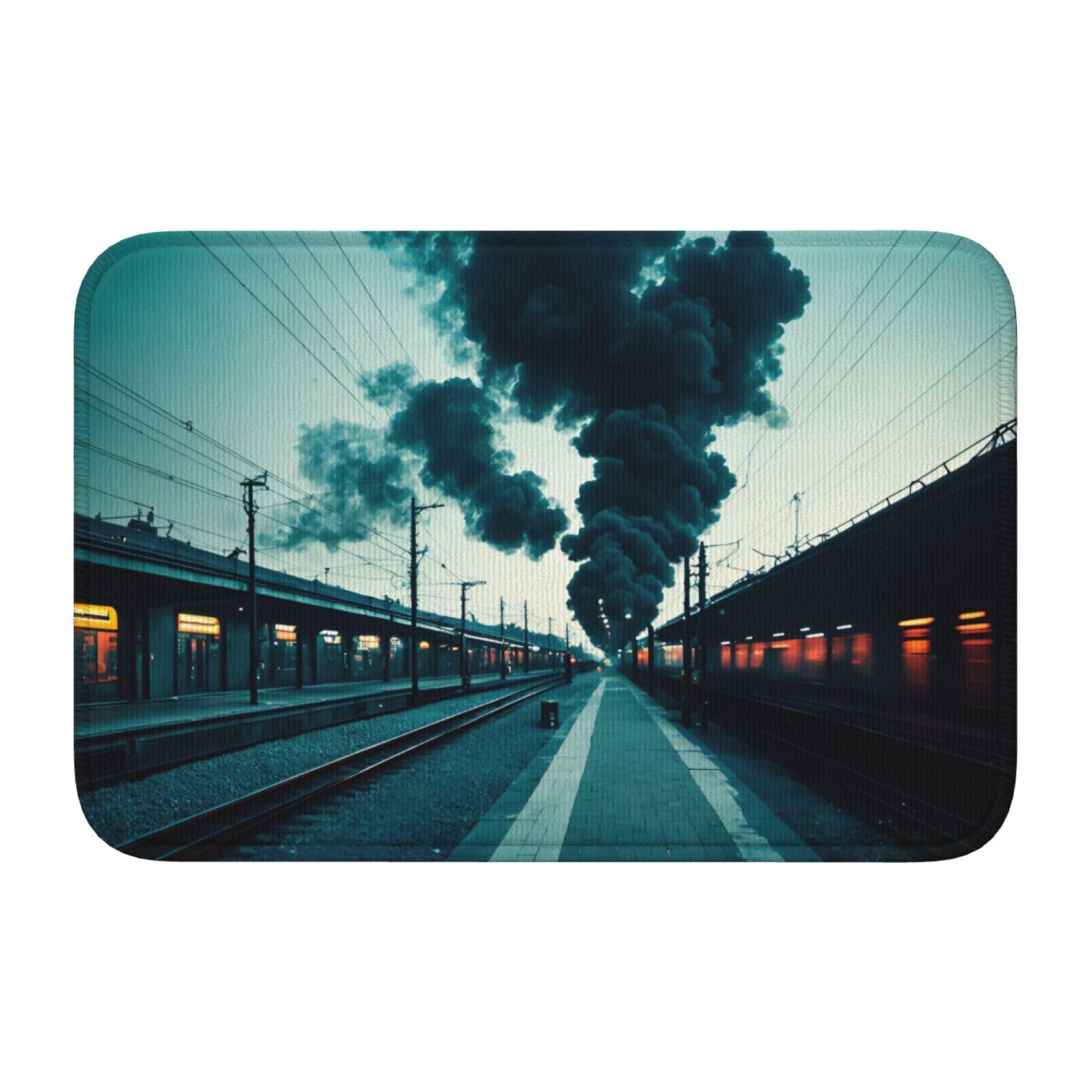 Tapis de sol Smokey Train Station JKIEGOQ avec fond moulé antidérapant