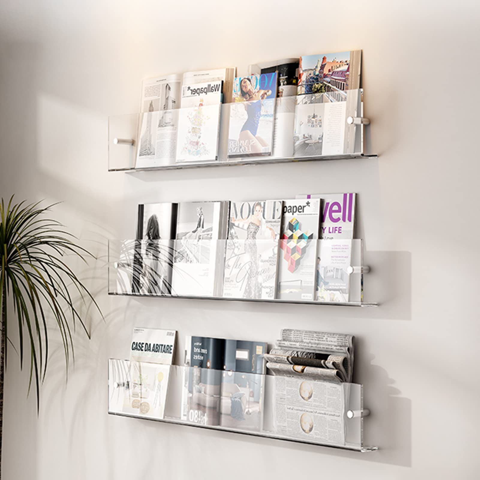 ZIMGOD Prospektständer Transparenter Zeitungsständer, Wandhalterung für Zeitschriftenhalter, Dokumentenkatalog-Buchaufbewahrungsständer-Organisator, Auffallende Broschürenhalter (Size : 80cm/31.5")