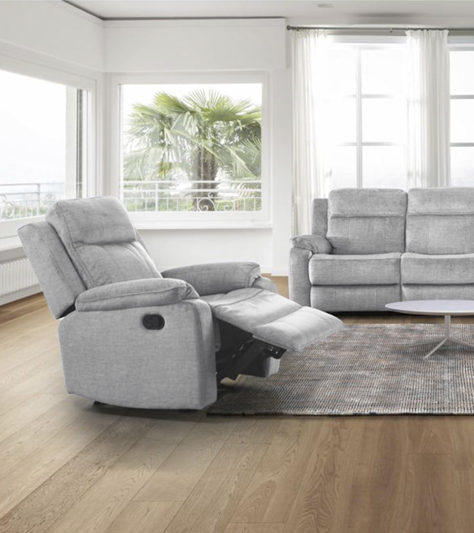 SWEET SOFA® Sillón Relax REIMON, sofá Individual, sillón reclinable de 3 Posiciones, Apertura por Palanca. (Gris)