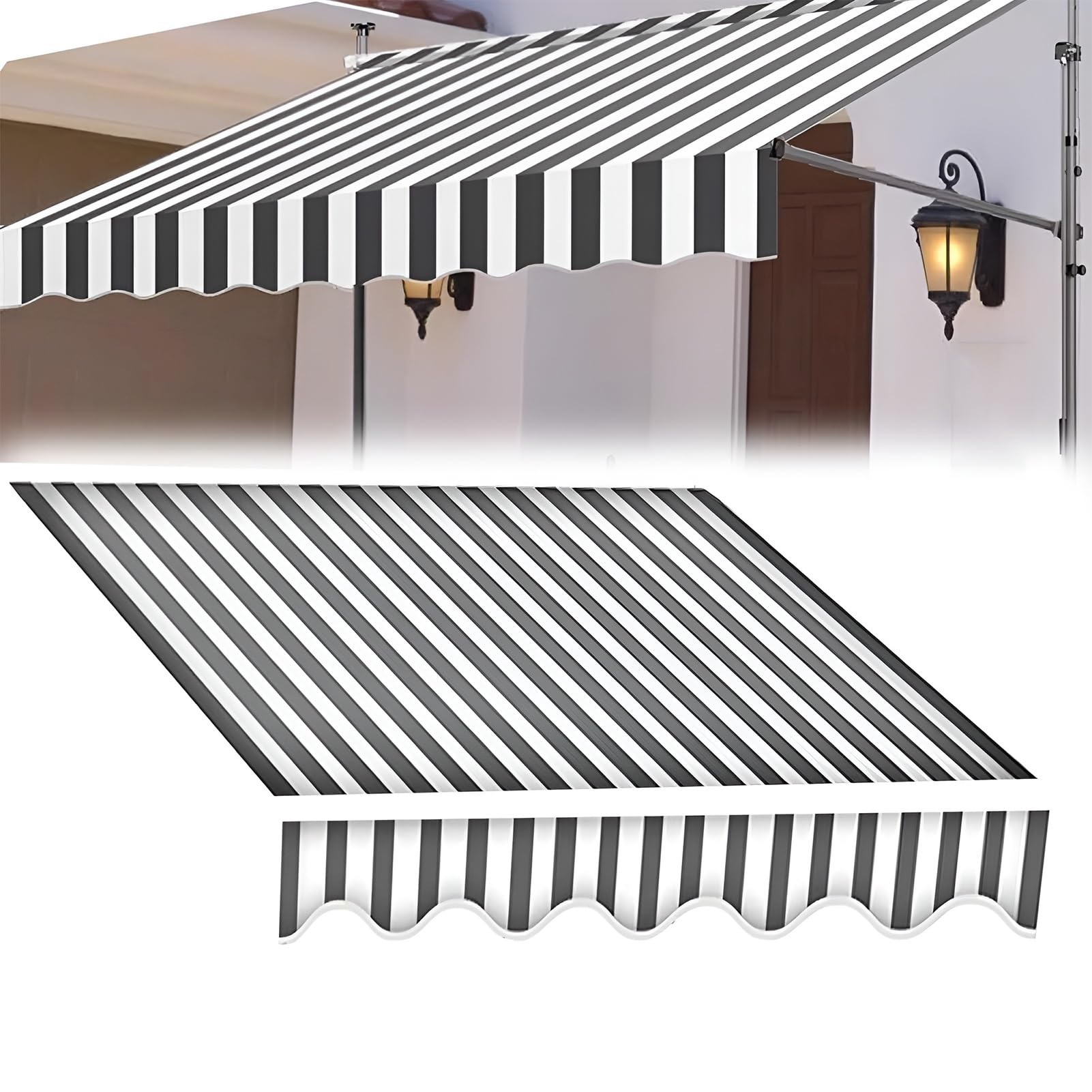 Toile de rechange auvent terrasse bâche usée noir 400x250 cm