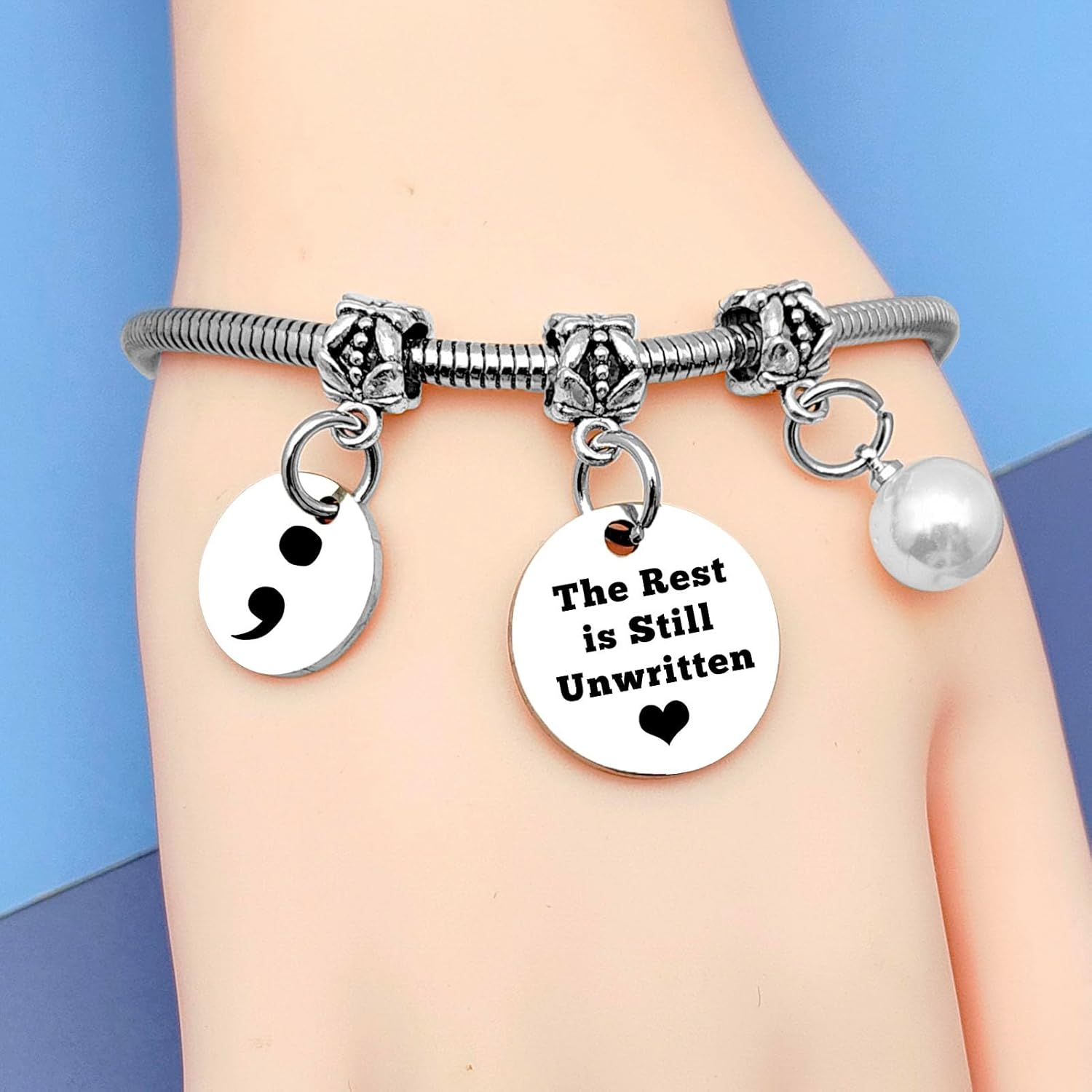 Mental Health Gifts Mental Health Awareness Bracelets for Women Friends Suicide Prevention Awareness Gift Bracelets Jewelry Semicolon Gift for Women Inspirational Motivational Gifts Positivity Present for Friends - Image 2