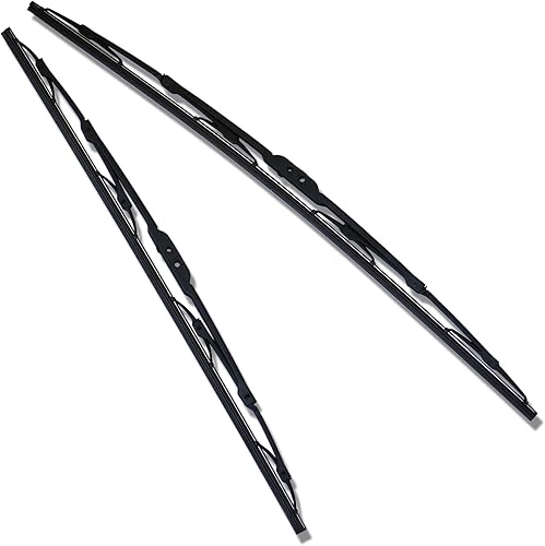 TuningPros WBMP-28-28 - Limpiaparabrisas con marco de metal para brazo de bayoneta, brazo de pasador y gancho en J, 28 pulgadas (27.559in) lado del