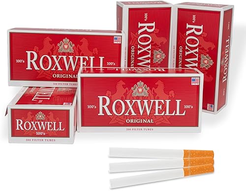 Roxwell - Tubos para cigarrillos de los años 100 con filtros, sabor suave, 3.937 in, originales (1000 tubos - 5 cajas)