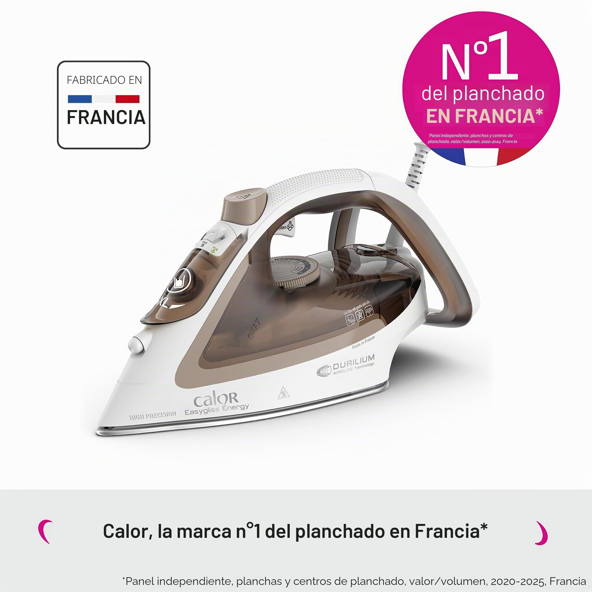 Calor Easygliss Eco Plancha 2800 W, Flujo de vapor 50 g/min, Función Pressing 240 g/min, Hasta 30% ahorro de energía, Suela Durilium Airglide, fabricada en Francia, Arcilla FV5780C0
