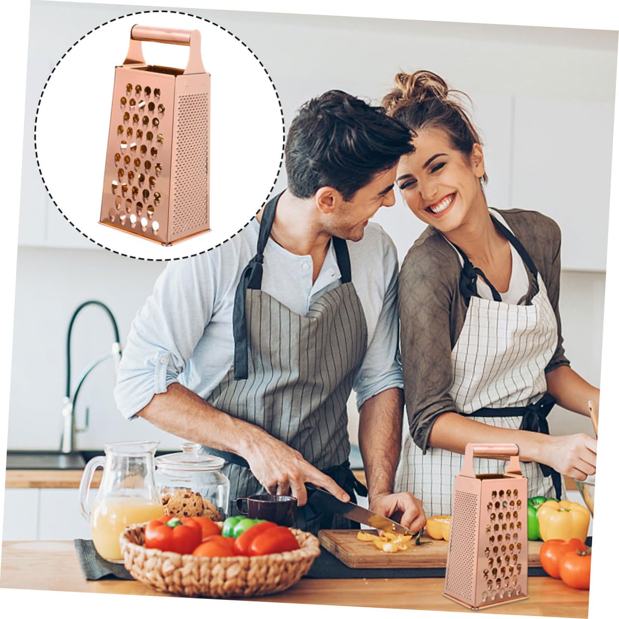 Rallador de Verduras y Corte Estable de Acero Inoxidable con 4 Lados Mango Ergonómico para Cocina Segura y Práctica