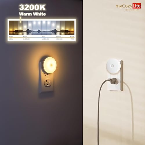 Miniatura 2 de Luz nocturna con sensor de movimiento, paquete de 2 luces nocturnas activadas por movimiento, encendido y apagado automático, tono cálido de 3200 K,