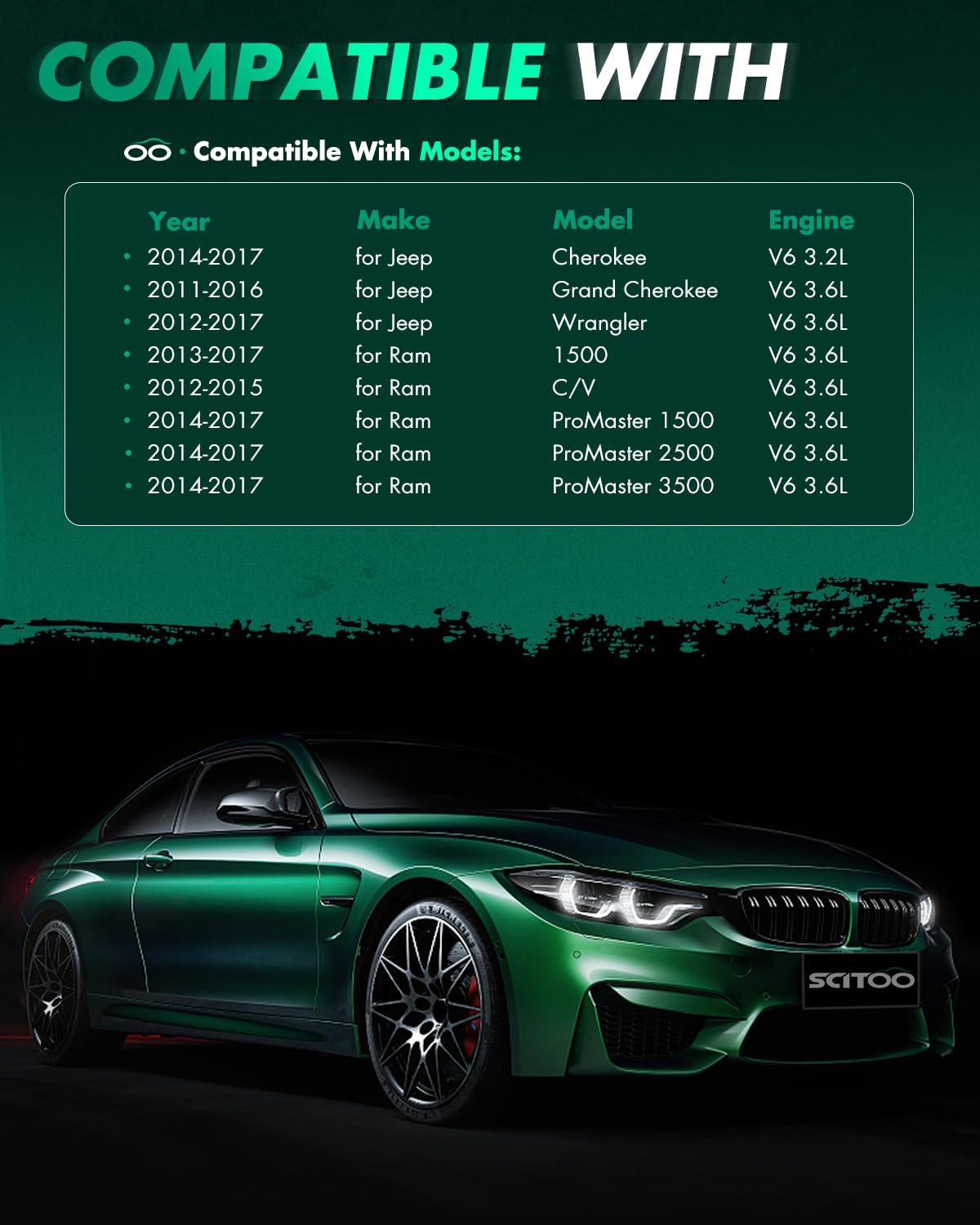 SCITOO Ignition Coil Coils Pack iridium Spark Plugs fits for Dodge for Durango Journey for Grand Caravan for Jeep for Wrangler for Ram Promaster 1500/2500/3500 Replacement for UF648 5C1848 set of 6