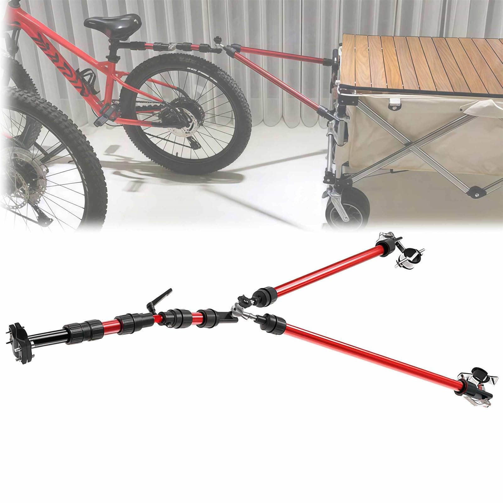 Universal Fahrradanhängerkupplung, Premium Edelstahl Kupplung für Gartenwagen und tragbare Anhänger, kompatibel mit Falträdern und Elektrorollern