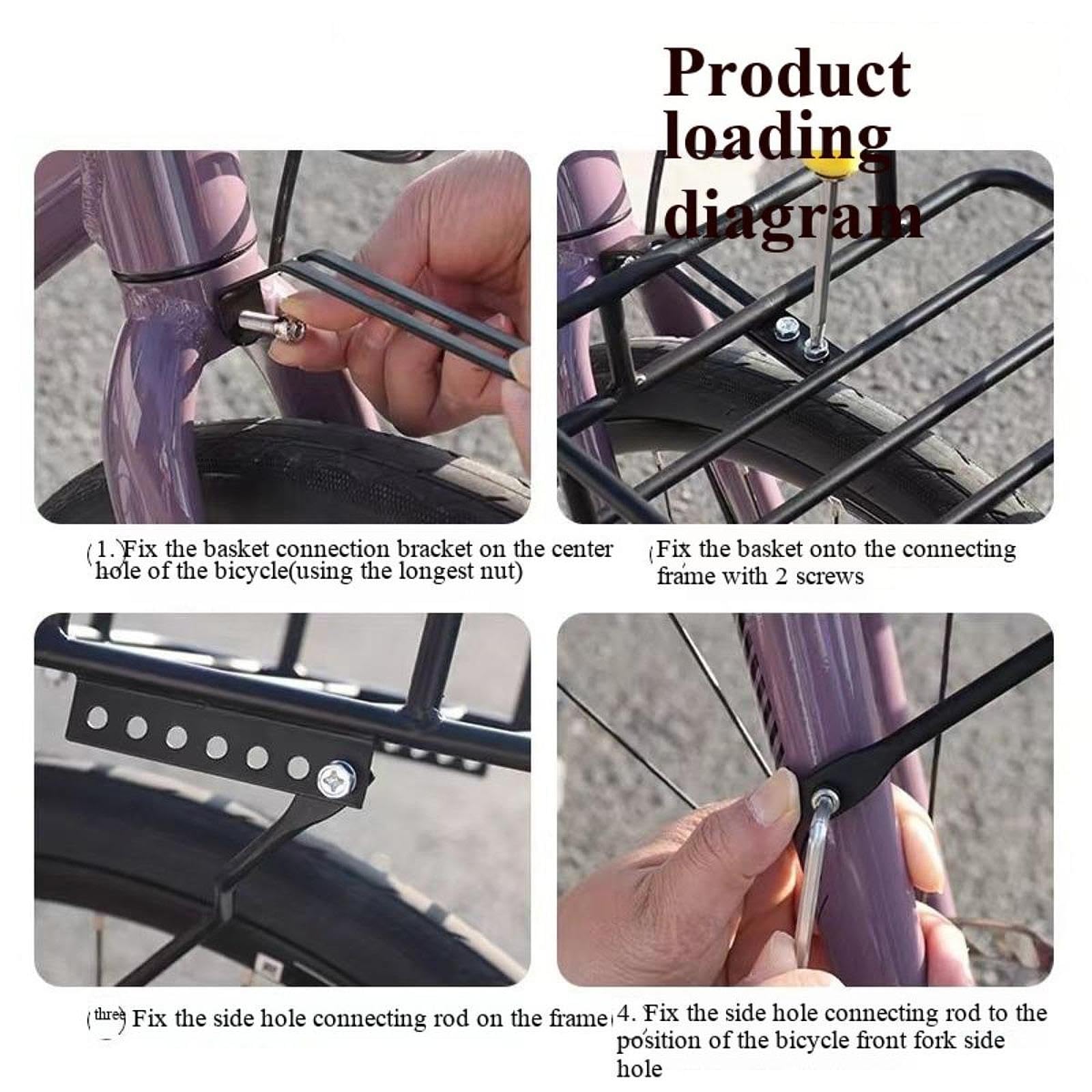 Portapacchi Anteriore per Bicicletta, Pratico, di Ricambio, Resistente, con Staffe, Accessori, Portapacchi
