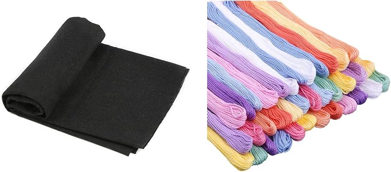 Crafts Floss, Black Linen Needlework Fabric, 59In x 19In Large Size Linen Fabric,for Cross Stitching, Embroidery, DIY Bracelets, Friendship Bracelets Floss,Craft Upholstery Flower Pot Decorat