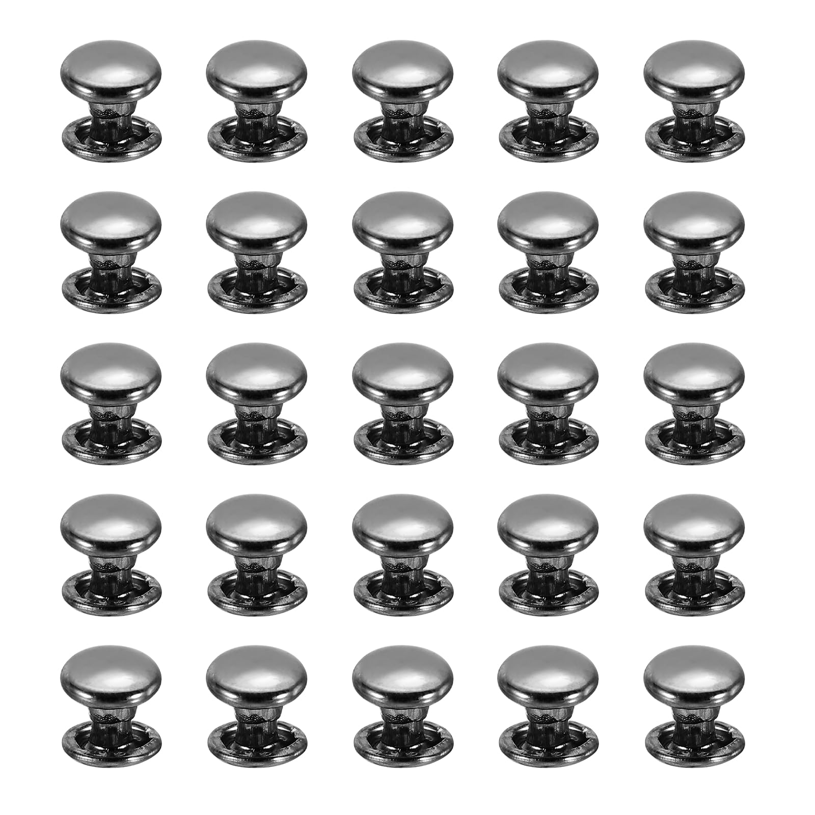 PATIKIL Leather Rivets, 160Sets Carbon Steel Double Cap Rivet Kits Craft Replacement Accessories for Handbags Belts Clothes Shoes, Black (6 x 8 Mm)