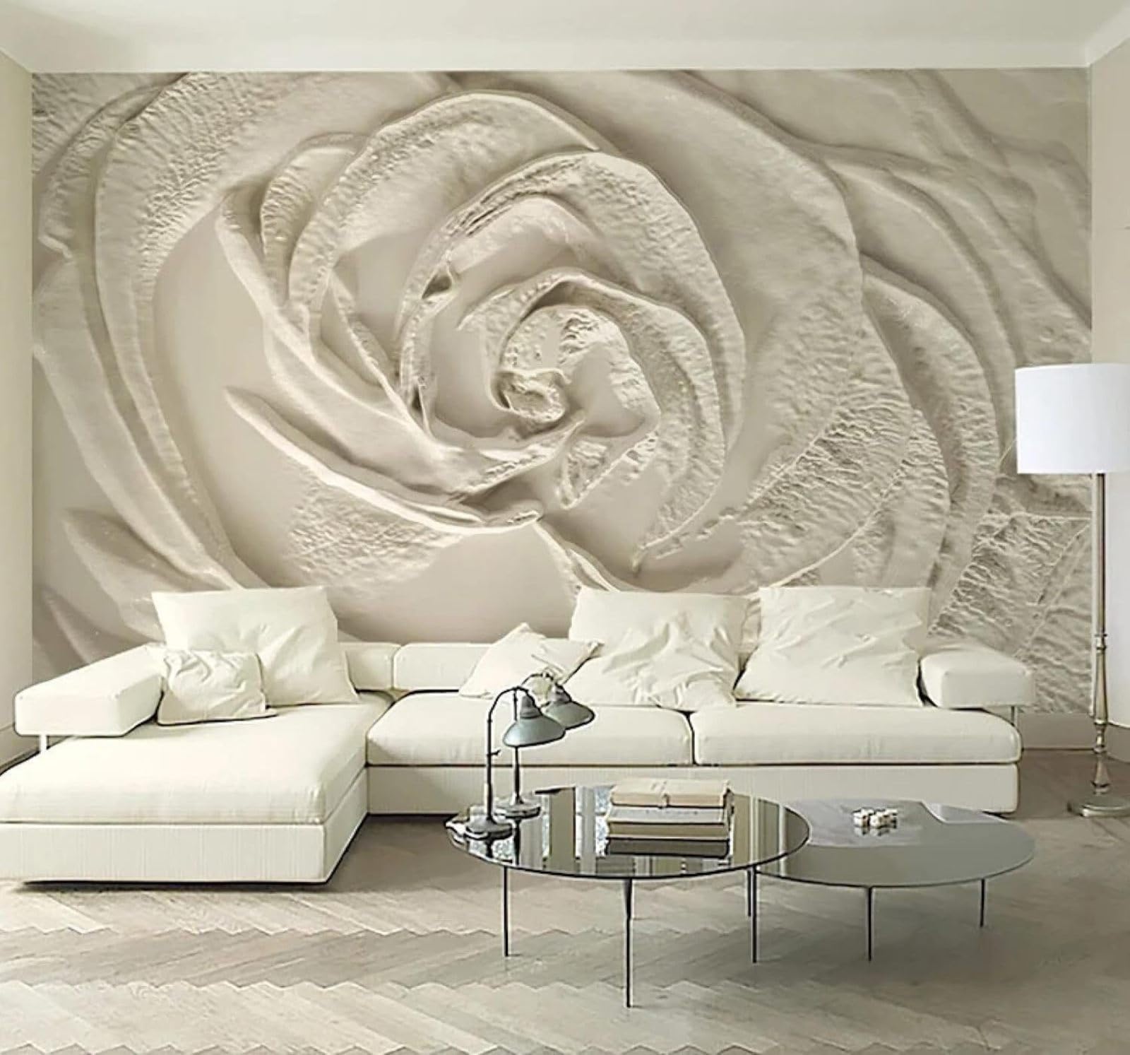 XLMING Relief Three Dimensional Carved Roses Art 3D Wallpaper Luxury Home Dining Decor Paste Sofa Living Room The Wall for Bedroom Mural-400cm×280cm