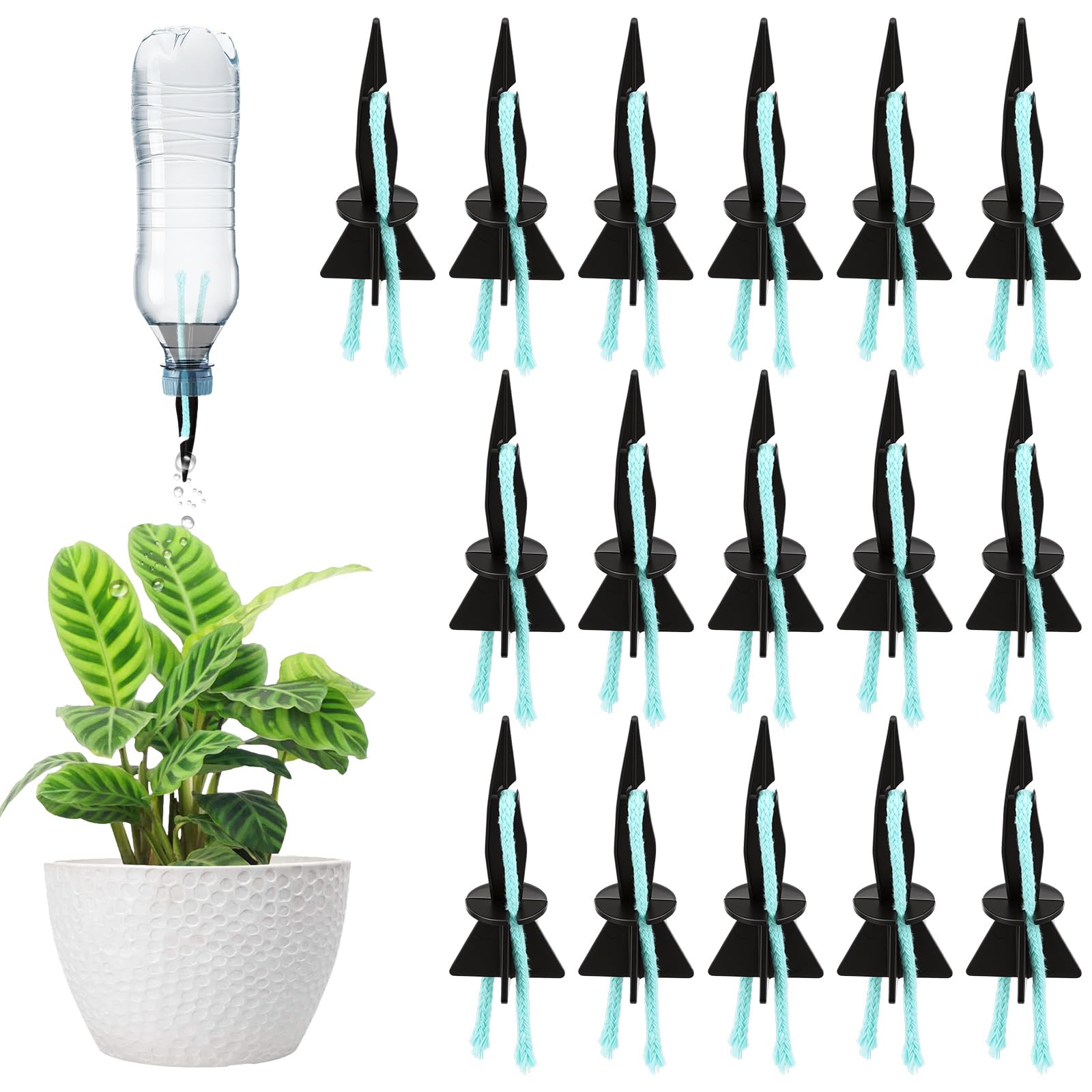 16Pcs Self Watering Spike for Indoor, Self Plant Watering Devices, Vegetation Auto Water Stake with Slow Release Control DIY Drip Irrigation System for Vacation and Potted Fits Most Beverage Bottle