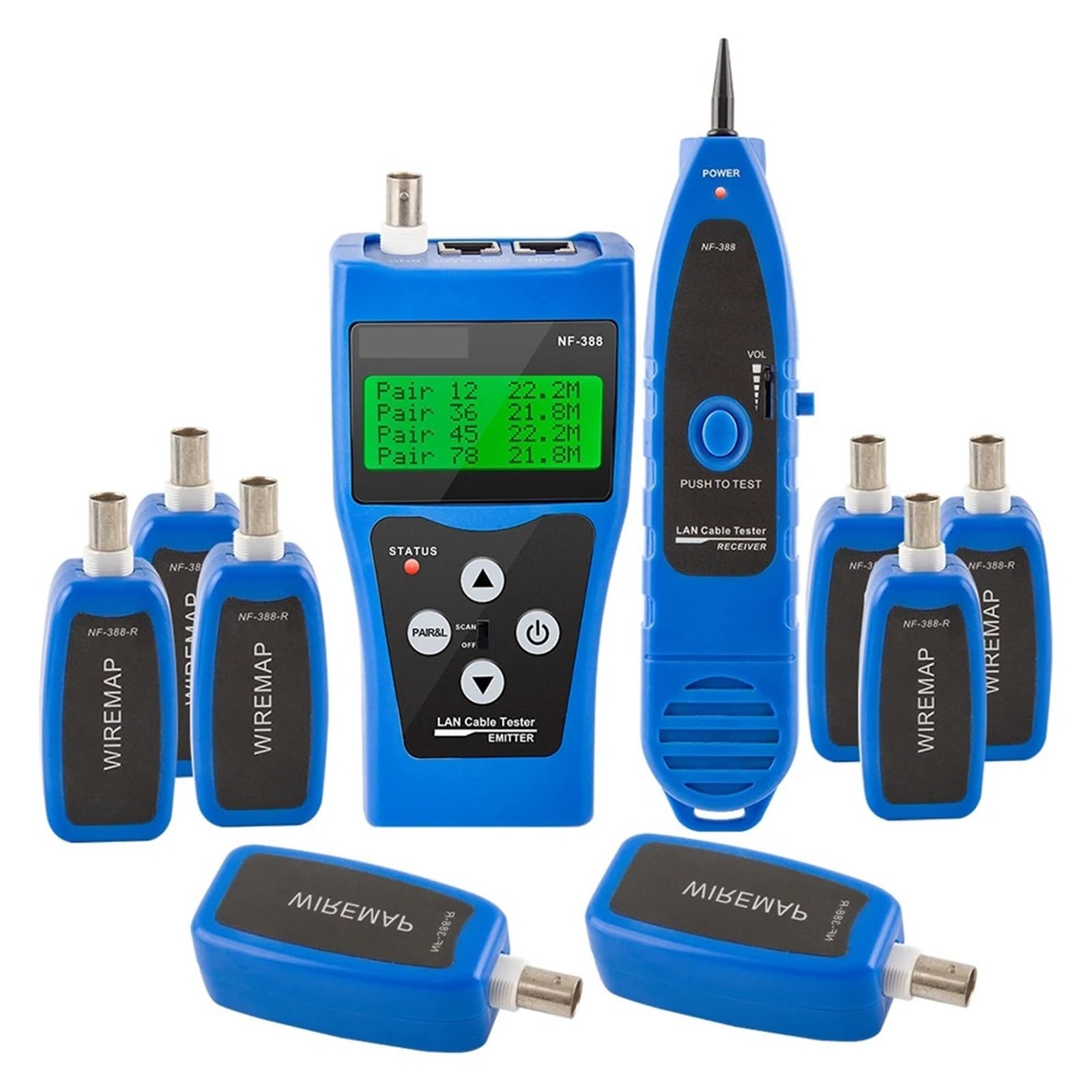 Localizzatore di Cavi, Tester multiuso for cavi telefonici LAN di rete 8 prese prova remote, Hunt 5E, 6E Wire Tracker Misura la lunghezza del cavo